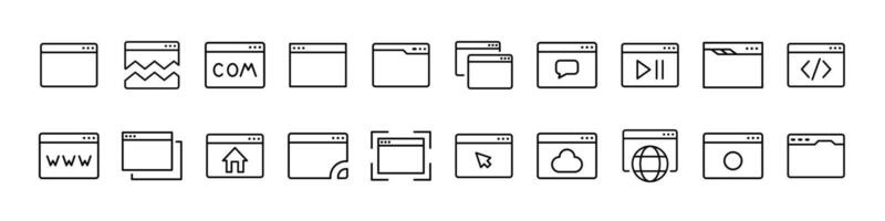 Web Page Line Icon Set. Outline Signs for Graphic and Web Design, Apps, Adverts, Various Cards vector