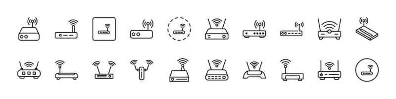 Wi Fi Router Outline Simple Linear Image Collection. Editable Stroke. Perfect for Web Sites, Books, Cards, Apps vector