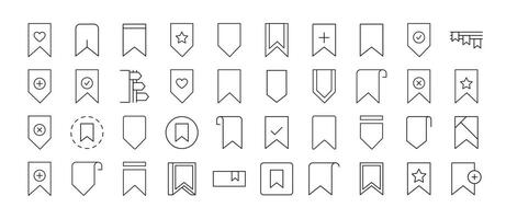 Collection of Line Icons of Bookmark. Minimalistic Linear Pictogram for Web and Graphic Design, Apps, Banners, Social Network and Cards vector