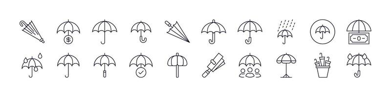 Umbrella Set of Thin Icons. Editable Stroke. Perfect for Web Sites, Books, Cards, Apps vector