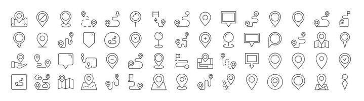 Map Pin Line Icon Collection. Minimalistic Linear Pictogram for Web and Graphic Design, Apps, Banners, Social Network and Cards vector