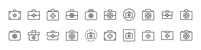 Medical Suitcase Collection of Thin Icons. Editable Stroke. Perfect for Web Sites, Books, Cards, Apps vector