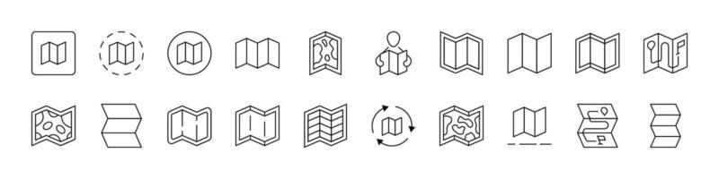 Minimalistic Linear Illustrations of Travel. Contains Icons of Map for Graphics, Concept, Apps vector