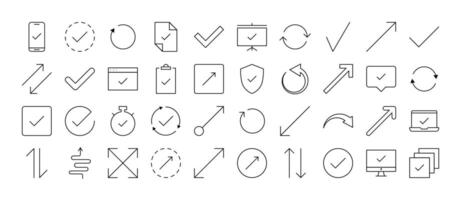Various Arrows Line Icon Bundle. Outline Signs for Graphic and Web Design, Apps, Adverts, Various Cards vector