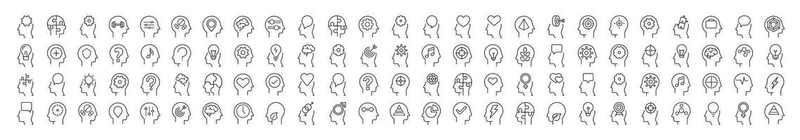 Various Items in Head Line Icon Set. Outline Signs for Graphic and Web Design, Apps, Adverts, Various Cards vector