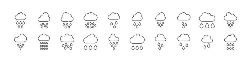 Collection of Weather Related Line Icons. Rain Outline Signs for Graphic and Web Design, Apps, Adverts, Various Cards vector