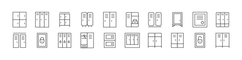 Locker Pack of Thin Icons. Editable Stroke. Perfect for Web Sites, Books, Cards, Apps vector
