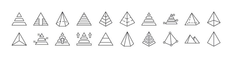 Pyramid Set of Thin Icons. Editable Stroke. Perfect for Web Sites, Books, Cards, Apps vector