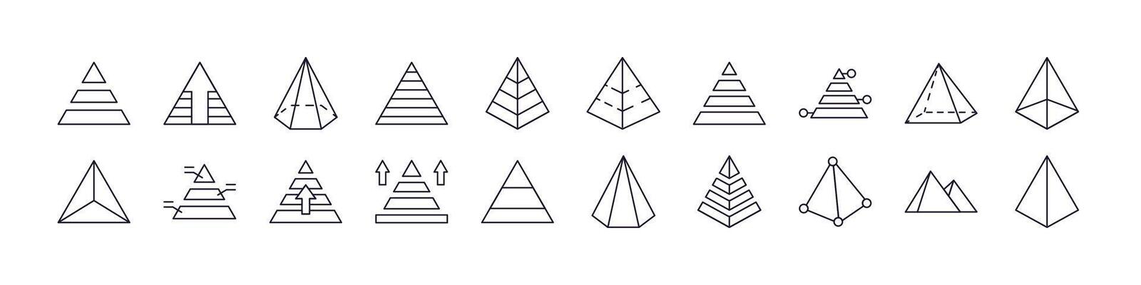 Pyramid Set of Thin Icons. Editable Stroke. Perfect for Web Sites, Books, Cards, Apps