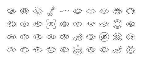 Eye Line Icon Collection. Outline Signs for Graphic and Web Design, Apps, Adverts, Various Cards vector
