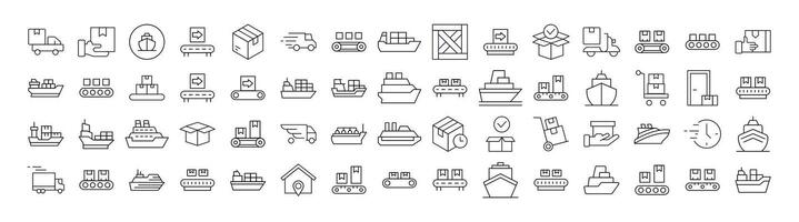 Delivery and Transportation Modern Outline Style Icons for Design, Cards, Apps, Social Networks vector