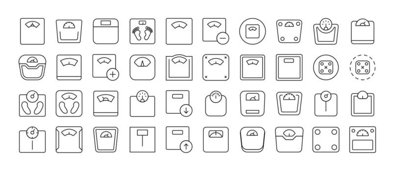 conjunto de piso escala relacionado línea iconos contorno señales para gráfico y web diseño, aplicaciones, anuncios, varios tarjetas vector