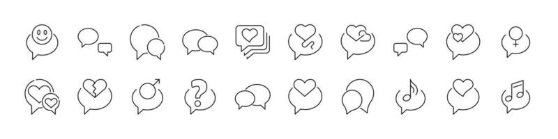 Speech Bubble Line Icon Set. Minimalistic Linear Pictogram for Web and Graphic Design, Apps, Banners, Social Network and Cards vector