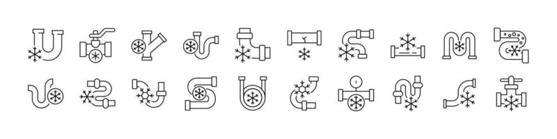 Frozen Pipes Line Icon Bundle. Outline Signs for Graphic and Web Design, Apps, Adverts, Various Cards vector