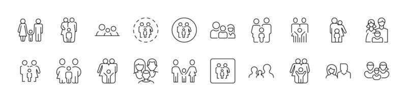 Family Line Icon Set. Contains Icons of Parents with Child for Graphics, Concept, Apps vector