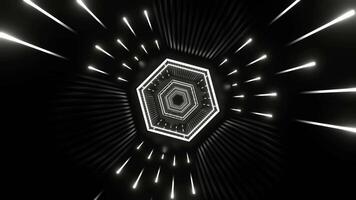 White Neon Hexagon Futuristic Tunnel Background VJ Loop in 4K video