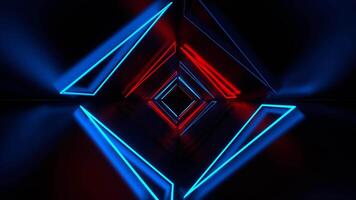 Red and Blue Neon Triangles Tunnel Background VJ Loop in 4K video