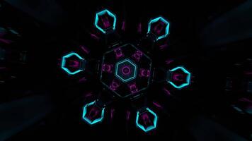 Rosa e ciano estroboscópico hexagonal túnel fundo vj ciclo dentro 4k video