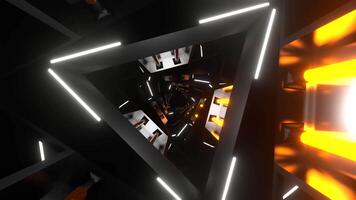 laranja e branco néon brilhando triangular espiral fundo vj ciclo dentro 4k video