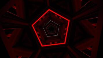 vermelho e branco espelhado pentagonal túnel fundo vj ciclo dentro 4k video