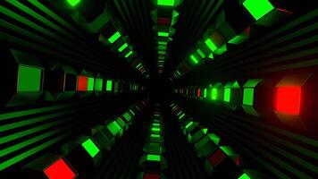 Red and Green Strobe Shape Tunnel Background VJ Loop in 4K video