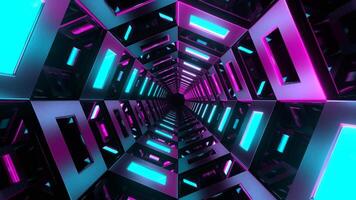 Pink and Cyan Mirrored Octagon Tunnel Background VJ Loop in 4K video