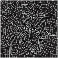 Elephant wire frame grid style in black and white illustration. vector