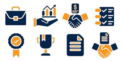 Business Agreement and Performance Icon Set vector