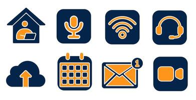 Remote Work and Digital Communication Icon Set vector