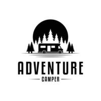 adventure camper logo design concept with tree vector