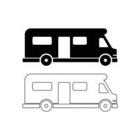 rv camper icon design silhouette and outline vector