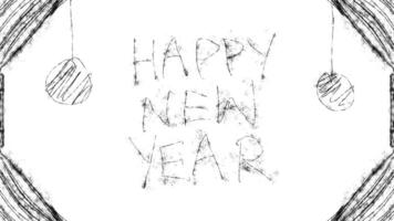 A drawing of a happy new year with a drawing of a bird video