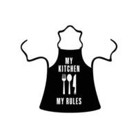 my kitchen my rules apron design template vector