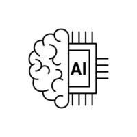ai brain tech logo design concept line style vector