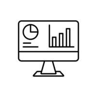 data analysis and business icons on dashboard on computer screen vector