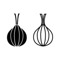 onion icon design concept silhouette and line style vector