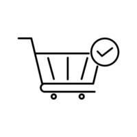 shopping cart icon with a checkmark design line style vector