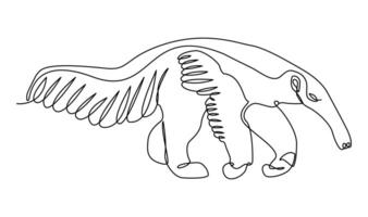 Minimalist one line illustration of a giant pangolin, drawn in a single, continuous stroke. Abstract and elegant depiction vector