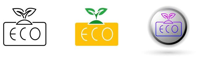 A collection of modern ecological icons representing environmental protection and green energy. This design has three style variations, black outline, colored flat design, and modern gradient button. vector