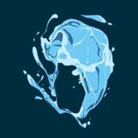 Pouring water splash or drop, flat abstract design element set isolated illustration vector