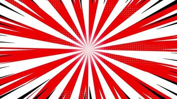 Red And White Sunburst Background With Halftone And Speed Lines video