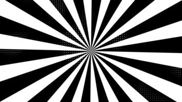 Sunburst Background Animation with Halftone Effects in Black and White video