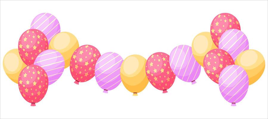 Cartoon colorful party balloon garland decoration illustration