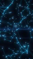 Abstract digital network with glowing blue points and connecting lines on a dark background video
