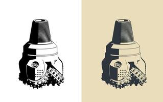 Threecone oil drilling bit vector