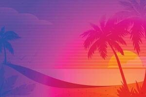 Realistic background for summer season. Beach background. Realistic summer background. Gradient background for summer season celebration. Palm tree, coconut vector