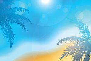 Realistic background for summer season. Beach background. Realistic summer background. Gradient background for summer season celebration. Palm tree. Summer vacation vector