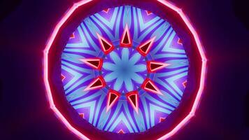 Circular design with red center and blue center. Kaleidoscope VJ loop video