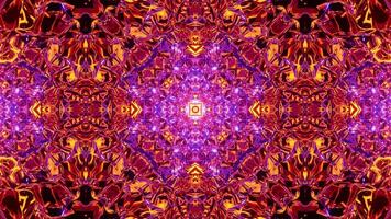 Colorful kaleidoscope design with red and yellow background. Kaleidoscope VJ loop video