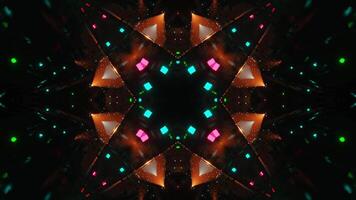 Very colorful and abstract star shaped object. Kaleidoscope VJ loop video